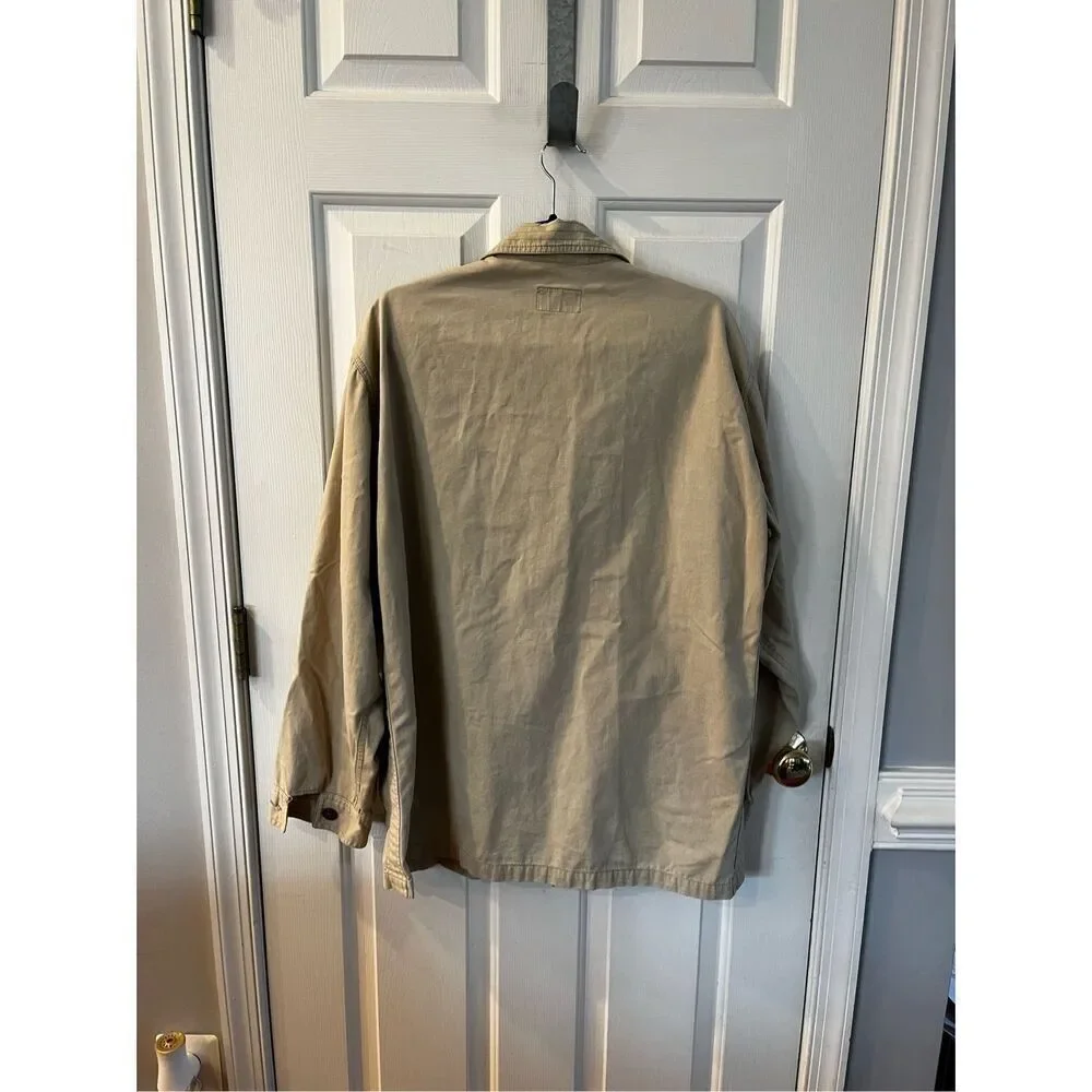 Fly & Drive Tan Button Up Utility Jacket Shacket Sz XL EUC